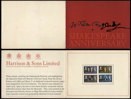 GREAT BRITAIN 1964 Shakespeare PRINTER`S PRESENTATION PROOF CRD - Proeven & Herdruk