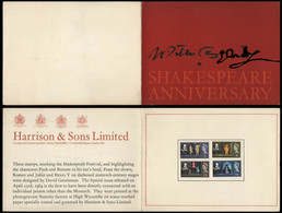 GREAT BRITAIN 1964 Shakespeare PRINTER`S PRESENTATION PROOF CRD - Ensayos, Pruebas & Reimpresiones