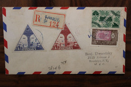 Cote Française Des Somalis France 1949 DJIBOUTI USA NY Par Avion Air Mail Colonie Cover Poste Aerienne Cinquantenaire - Storia Postale