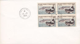 St. Pierre & Miquelon ST. PIERRE & MIQUELON 1966 Blanco Cover Lettre 4-Block Fish Fisch Poisson - Cartas & Documentos