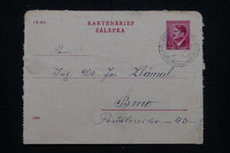 BOHÊME ET MORAVIE - Entier Postal ( Carte Lettre ) Pour Brno En 1944 - L 93869 - Briefe U. Dokumente