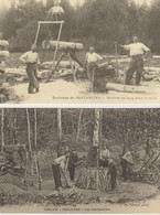 REPRODUCTION . Lot 2 Cp  : VOULAINES: LES CHARBONNIERS ///   PONTARLIER  : SCIEURS DE LONG Dans La Forêt - Craft