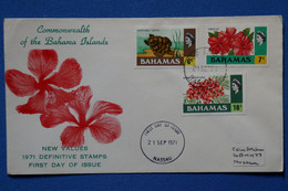 O21 BAHAMAS BELLE LETTRE 1971 PREMIER JOUR NASSAU  + AFFRANCH PLAISANT - 1963-1973 Autonomia Interna