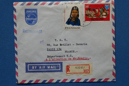 O21 RWANDA BELLE LETTRE RECOM.1972 KIGALI POUR PARIS FRANCE + AFFRANCH. INTERESSANT - Used Stamps