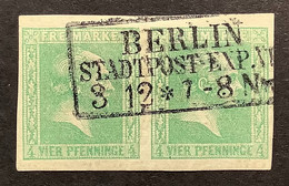 Preussen Mi. 9a KABINETT-PAAR Gepr Pfenninger 1858 4 Pf Stempel BERLIN (XF QUALITY - Oblitérés