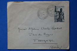 O22 AEF BELLE LETTRE 1949 BRAZZAVILLE CONGO POUR TREIGNAC FRANCE + AFFRANCHISSEMENT PLAISANT - Cartas & Documentos