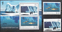 Australia  1990  Antarctica  Joint Issue With  Russia 2 V +S/S  MNH - Behoud Van De Poolgebieden En Gletsjers