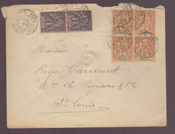 Lettre Soudan Français 1907 Cachet Kayes Haut Sénégal Et Niger Bloc 4 Timbres N°4 Paire Attachée N°3 Brief Cover - Cartas & Documentos