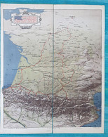 Chemin De Fer D'Orléans De Paris Aux Pyrénées Carte à Vol D'oiseau - échelle 1/1 000 000 - Fin 19ème Ou Début 20ème - Europe