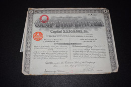 Camp Bird Limited Shares Of Ten 10 Shillings 1937 - Other & Unclassified