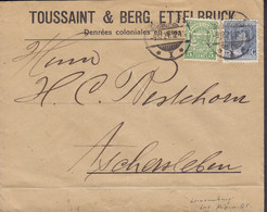 Luxembourg TOUSSAINT & BERG Denrées Coloniales En Gros ETTELBRUCK 1921 Cover Lettre ASCHERSLEBEN Germany - Covers & Documents