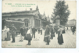 Gent Gand Entrée De La Gare Du Sud Et Place Du Comte De Flandre - Gent