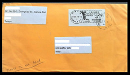 159. TAIWAN TO INDIA 2012 USED REGULAR MAIL COVER WITH FRANKING LABEL . - Covers & Documents