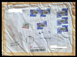 159.POLAND 2016 USED REGISTERED AIRMAIL BUBBLE COVER WITH  7 STAMPS . - Covers & Documents