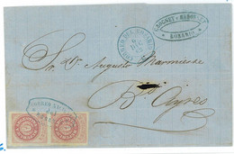 BK1759 - ARGENTINA - POSTAL HISTORY - Jalil # 10 Pair On Cover From ROSARIO 1862 - Sonstige & Ohne Zuordnung