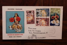 Océanie 1964 Danseuses Tahitiennes France Cover Enveloppe Lettre Air Mail Suisse Polynésie Française - Cartas & Documentos