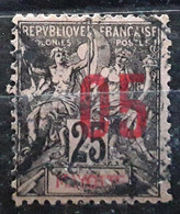 MAYOTTE  1912  Type Groupe Surchargé  Yvert No 25, 05 Sur 25c Noir Sur Rose  VARIETE SURCHARGE DÉCALÉE,  O TB - Oblitérés