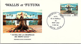 WALLIS ET FUTUNA -FDC AUTEL CHAPELLE MONT ULU - Yv PA N° 141 -CACHET PREMIER JOUR MATA-UTU 5.11.1984 /2 - Brieven En Documenten