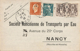 France Carte Postale Marianne De Dulac Gandon Chaines Brisées  Tarif A 2.50 Fr De Iwuy Nord - 1921-1960: Période Moderne