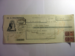 MANDAT LETTRE DE CHANGE CHEQUE De 1939 DELLAMONICA BENOIT VRAY EGLISOLES VILLEURBANNE THIERS BANQUE FRANCO CHINOISE LION - Bills Of Exchange