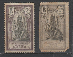 Ets Français Dans L' Inde - 2 Timbres - Usati - Used - Other & Unclassified