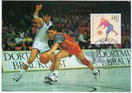 Germany Deutschland 1991 Maximum Card, Fur Den Sport, Basketball, Bonn - 1981-2000