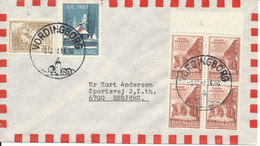 Denmark Air Mail Cover Vordingborg 5-12-1967 With Block Of 4 Water Mill And A SYDSLESVIG Christmas Seal - Airmail