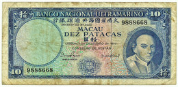 MACAU - 10 Patacas - 07.12.1977 - Pick 55 - Bishop D. Belchior Carneiro - See Signatures - Macao PORTUGAL - Macau