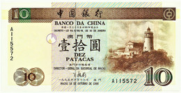 MACAU - 10 Patacas - 16.10.1995 - Pick 90 - Unc. - Serie AI - Banco Da China Lighthouse Macao PORTUGAL - Macau