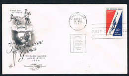 1959 - FDC - Chicago - 3rd Pan American Games - Friendship Through Sports .  Chicago – Illinois 10 - Cents - 1951-1960