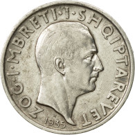 Monnaie, Albania, Zog I, Frang Ar, 1935, Rome, TTB+, Argent, KM:16 - Albania