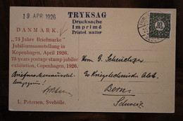 Danmark 1926 CPA AK 75 Jahre Briefmarke Svebølle Tryksag Cover Imprimé Bern Schweiz Switzerland Danemark Jubilee 10 øre - Lettres & Documents