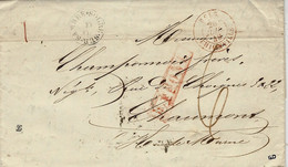 Lettre De SOLRE-sur-SAMBRE  Pour Chaumont-entrée BELG. / THIONVILLE Rouge Taxe 6 D. Pour Chaumont - Entry Postmarks