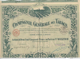 Titre De La COMPAGNIE GENERALE DES TABACS / 1924 - Agriculture