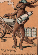 ILLUSTRATEUR GRIFF NOS LAPINS SOLDAT CANON OBUS PIPE HUMOUR On Va Leur Montrer Ce Que Vaut Un Pet De Lapin - Griff