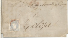 VITORIA A TOLOSA 1870 MAT AMBULANTE EN ROJO - Storia Postale