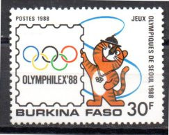 BURKINA FASO  N° 770  * *  Jo  1988  Logo Mascotte - Verano 1988: Seúl