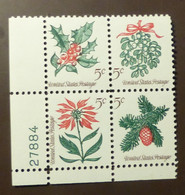 USA  1964 Mi 869-72 Block Of Four Christmas  Flowers  Plattennummer   MNH ** #5490-3 - Números De Placas