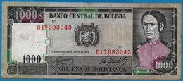 BOLIVIA 1.000 Pesos Bolivianos D.25.06.1982 # D17683343 P# 167 - Bolivia