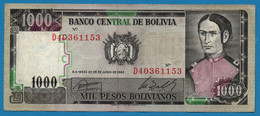 BOLIVIA 1.000 Pesos Bolivianos D.25.06.1982 # D40361153 P# 167 - Bolivia