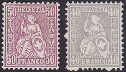 SUISSE, 1867-78, Helvetia Assise 40c, 50c, Gomme D'origine, MNH** (Yvert 47-48) - Ungebraucht