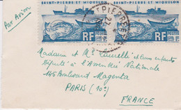 SAINT PIERRE ET MIQUELON - LETTRE FORMAT CARTE DE VISITE POUR PARIS 1950 - Storia Postale