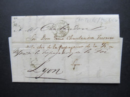 Forwarded Letter / Forwarder 1858 Campeche Mexico -Lyon Via Marseille Blauer Stp. Forwarded By Rabaud Brothers Marseille - Mexico