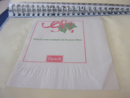 SERVIETTE PUBLICITAIRE FLUNCH  VOUS SOUHAITE DE BONNES FETES - Company Logo Napkins