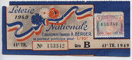 4 Billets Loterie Nationale - 1948 - 1949 - Biglietti Della Lotteria