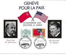 1753o: Genf 1985, Treffen Reagan- Gorbatschow, Gedenkblatt Geneve - Briefe U. Dokumente