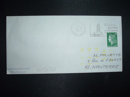 LETTRE TP M. DE CHEFFER 0,30 OBL.MEC.30-1 1973 77 CHATEAU LANDON Cité Médiévale + TRI INDEXATION BARRES JAUNES - Covers & Documents