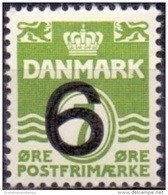 DENEMARKEN 1940-45 Opdruk 6 Op 7öre Groen Op Golflijnzegels Zonder Harten PF-MNH - Ongebruikt