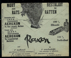 Env. Chèques Postaux: Assurances DAS Auto - RAXON - Morts Aux Rats Produit AEROXON  -- ( 14/03/1935 ) - Advertising