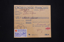 FRANCE - Vignette Croix Rouge Sur Carte D'adhérent Du Comité De Provins Fait En 1948 - L 93974 - Croce Rossa